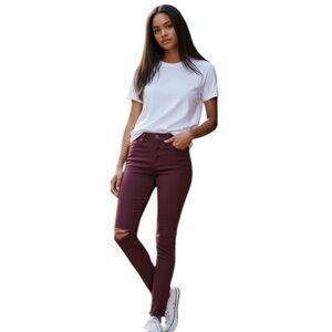 MOTHER The Looker Burgundy Jeans Low Rise Women 28, 30x27 Skinny 1001-265
